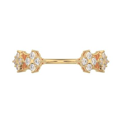 0.24Ct Round Cut Moissanite Minimalist adjustable cluster Toi et Moi Stackable light 14K / 18K Solid Yellow Gold everyday wedding band