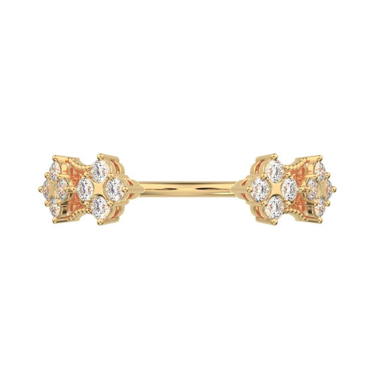 0.24Ct Round Cut Moissanite Minimalist adjustable cluster Toi et Moi Stackable light 14K / 18K Solid Yellow Gold everyday wedding band
