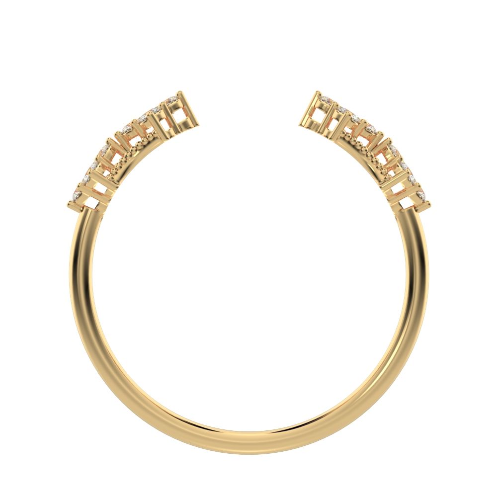 0.24Ct Round Cut Simulated Clear Diamond adjustable cluster Toi et Moi Stackable light 14K / 18K Solid Yellow Gold everyday wedding band