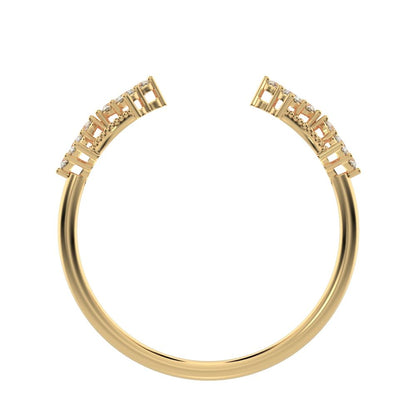 0.24Ct Round Cut Moissanite Minimalist adjustable cluster Toi et Moi Stackable light 14K / 18K Solid Yellow Gold everyday wedding band