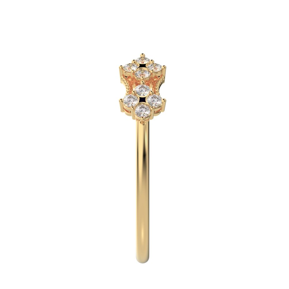 0.24Ct Round Cut Simulated Clear Diamond adjustable cluster Toi et Moi Stackable light 14K / 18K Solid Yellow Gold everyday wedding band