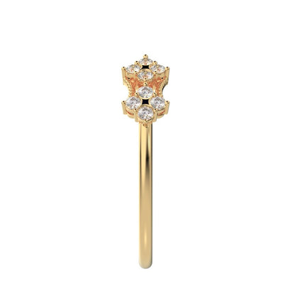 0.24Ct Round Cut Moissanite Minimalist adjustable cluster Toi et Moi Stackable light 14K / 18K Solid Yellow Gold everyday wedding band