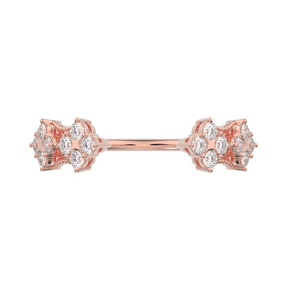 0.24Ct Round Cut Simulated Clear Diamond adjustable cluster Toi et Moi Stackable light 14K / 18K Solid Rose Gold everyday wedding band
