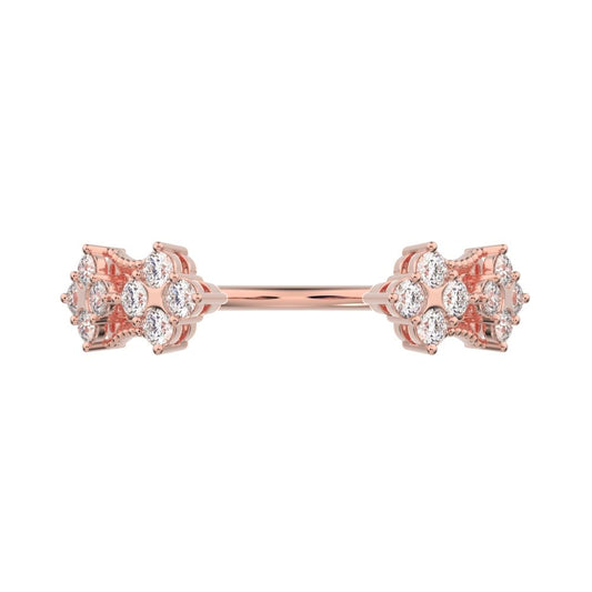 0.24Ct Round Cut Simulated Clear Diamond adjustable cluster Toi et Moi Stackable light 14K / 18K Solid Rose Gold everyday wedding band