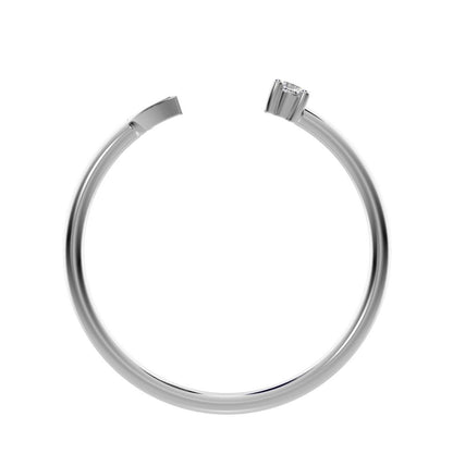 0.03Ct Round Cut Simulated Clear Diamond adjustable half moon sun Toi et Moi Stackable 14K / 18K Solid White Gold everyday wedding band