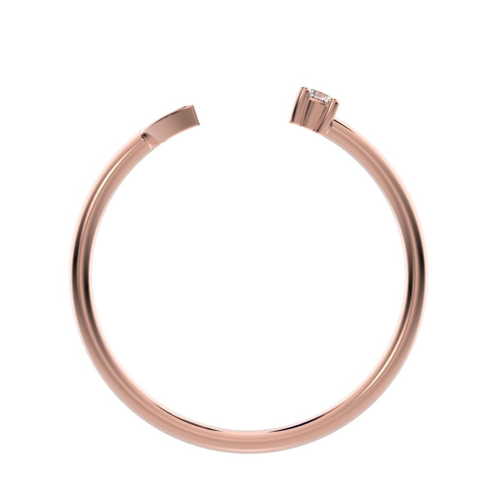 0.03Ct Round Cut Simulated Clear Diamond adjustable half moon sun Toi et Moi Stackable 14K / 18K Solid Rose Gold everyday wedding band