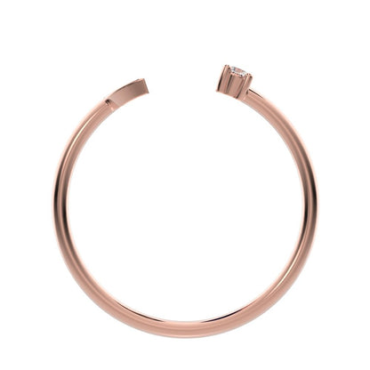 0.03Ct Round Cut Simulated Clear Diamond adjustable half moon sun Toi et Moi Stackable 14K / 18K Solid Rose Gold everyday wedding band
