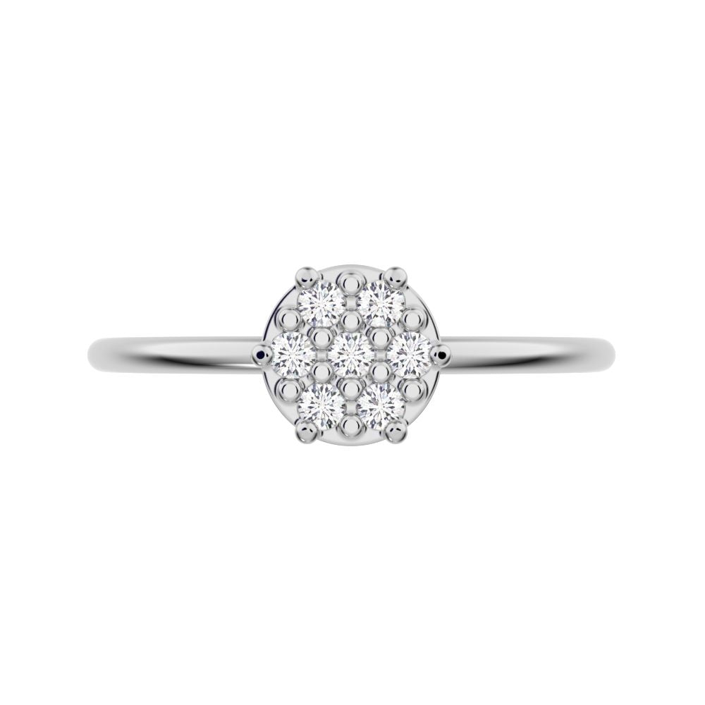 0.105 ct Round Cut Simulated Clear Diamond dainty Minimalist cluster Stackable hexagon light 14K / 18K Solid White Gold everyday ring