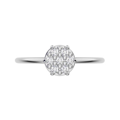 0.105 ct Round Cut Simulated Clear Diamond dainty Minimalist cluster Stackable hexagon light 14K / 18K Solid White Gold everyday ring