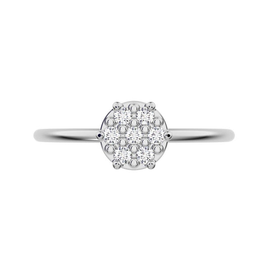 0.105 ct Round Cut Moissanite dainty Minimalist cluster Stackable hexagon light 14K / 18K Solid White Gold everyday ring