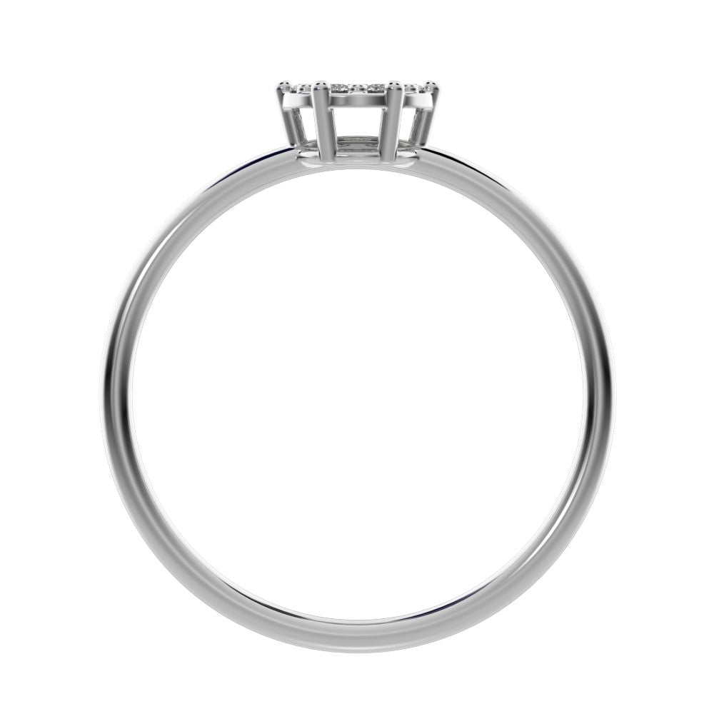 0.105 ct Round Cut Simulated Clear Diamond dainty Minimalist cluster Stackable hexagon light 14K / 18K Solid White Gold everyday ring