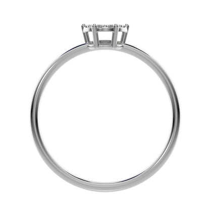 0.105 ct Round Cut Simulated Clear Diamond dainty Minimalist cluster Stackable hexagon light 14K / 18K Solid White Gold everyday ring