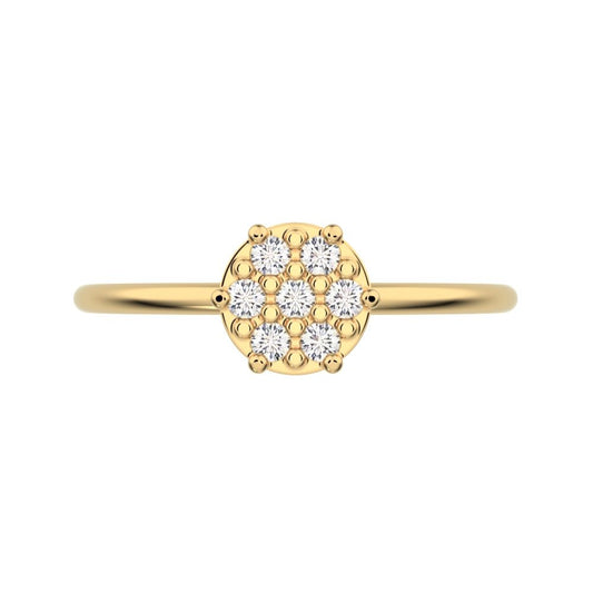 0.105 ct Round Cut Moissanite dainty Minimalist cluster Stackable hexagon light 14K / 18K Solid Yellow Gold everyday ring