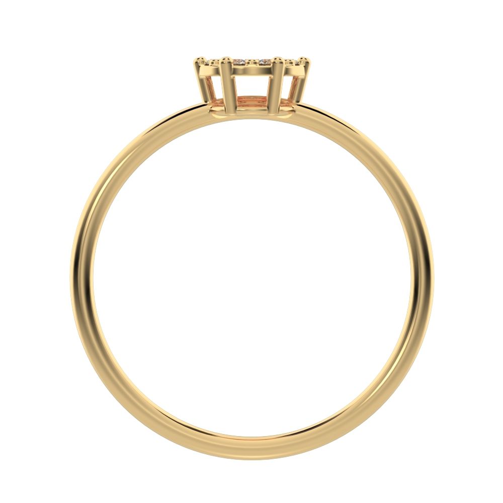 0.105 ct Round Cut Moissanite dainty Minimalist cluster Stackable hexagon light 14K / 18K Solid Yellow Gold everyday ring