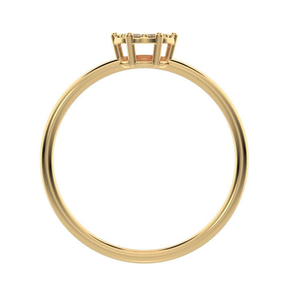 0.105 ct Round Cut Moissanite dainty Minimalist cluster Stackable hexagon light 14K / 18K Solid Yellow Gold everyday ring