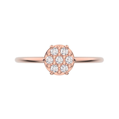 0.105 ct Round Cut Simulated Clear Diamond dainty Minimalist cluster Stackable hexagon light 14K / 18K Solid Rose Gold everyday ring