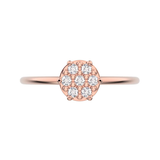 0.105 ct Round Cut Moissanite dainty Minimalist cluster Stackable hexagon light 14K / 18K Solid Rose Gold everyday ring