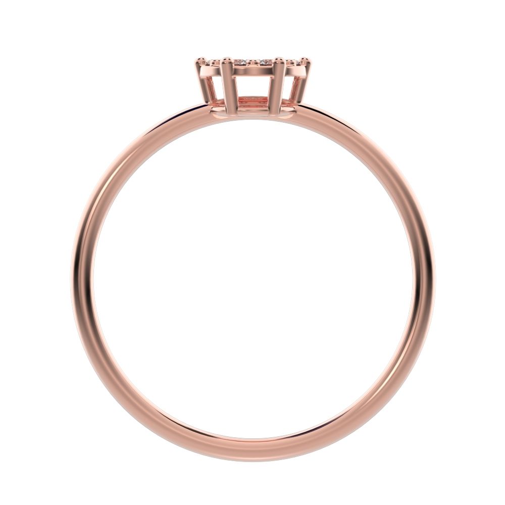 0.105 ct Round Cut Simulated Clear Diamond dainty Minimalist cluster Stackable hexagon light 14K / 18K Solid Rose Gold everyday ring