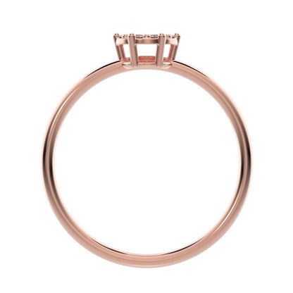 0.105 ct Round Cut Moissanite dainty Minimalist cluster Stackable hexagon light 14K / 18K Solid Rose Gold everyday ring