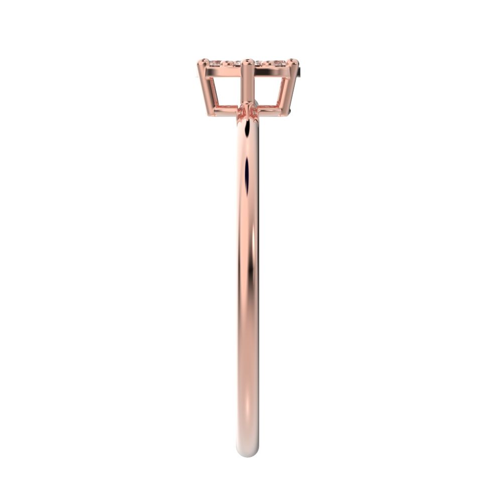 0.105 ct Round Cut Moissanite dainty Minimalist cluster Stackable hexagon light 14K / 18K Solid Rose Gold everyday ring
