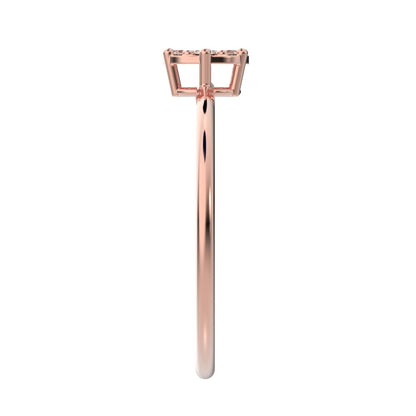 0.105 ct Round Cut Moissanite dainty Minimalist cluster Stackable hexagon light 14K / 18K Solid Rose Gold everyday ring