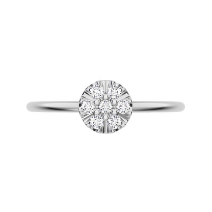 0.105 ct Round Cut Moissanite dainty Minimalist cluster Stackable circle light 14K / 18K Solid White Gold everyday ring