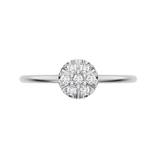 0.105 ct Round Cut Moissanite dainty Minimalist cluster Stackable circle light 14K / 18K Solid White Gold everyday ring