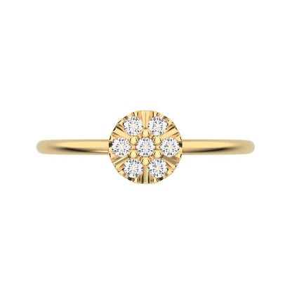 0.105 ct Round Cut Moissanite dainty Minimalist cluster Stackable circle light 14K / 18K Solid Yellow Gold everyday ring