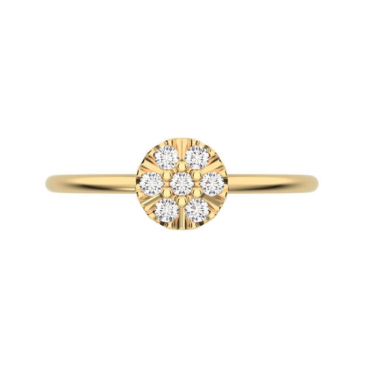 0.105 ct Round Cut Moissanite dainty Minimalist cluster Stackable circle light 14K / 18K Solid Yellow Gold everyday ring
