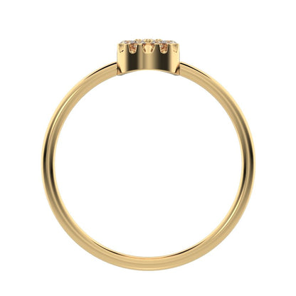 0.105 ct Round Cut Simulated Clear Diamond dainty Minimalist cluster Stackable circle light 14K / 18K Solid Yellow Gold everyday ring