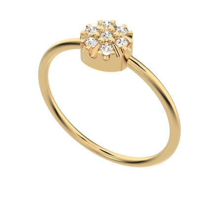 0.105 ct Round Cut Moissanite dainty Minimalist cluster Stackable circle light 14K / 18K Solid Yellow Gold everyday ring