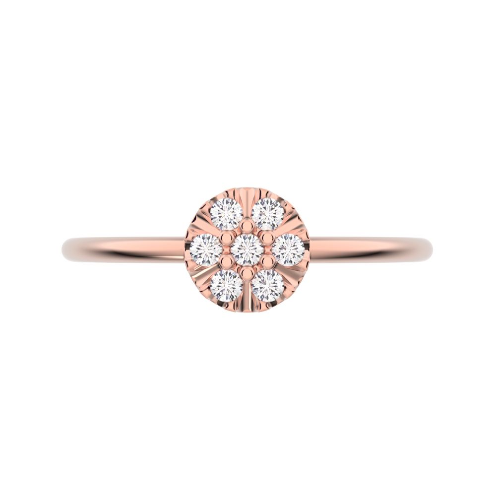0.105 ct Round Cut Moissanite dainty Minimalist cluster Stackable circle light 14K / 18K Solid Rose Gold everyday ring