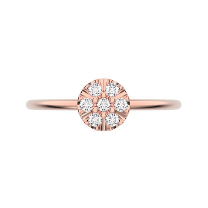 0.105 ct Round Cut Moissanite dainty Minimalist cluster Stackable circle light 14K / 18K Solid Rose Gold everyday ring