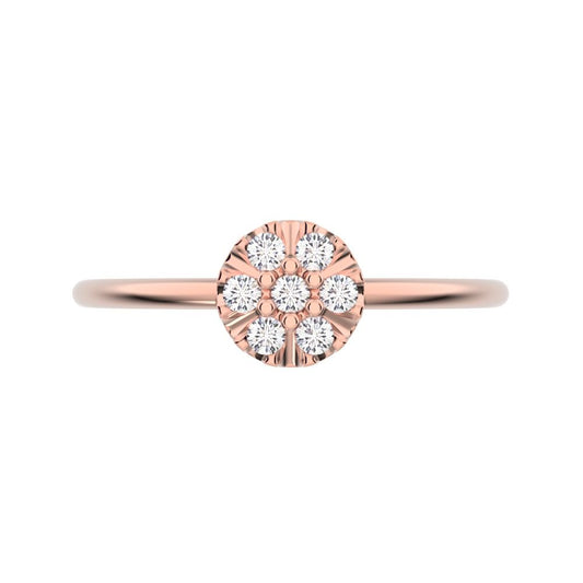 0.105 ct Round Cut Moissanite dainty Minimalist cluster Stackable circle light 14K / 18K Solid Rose Gold everyday ring