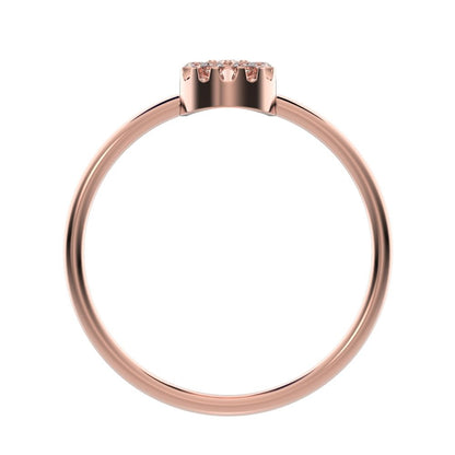 0.105 ct Round Cut Simulated Clear Diamond dainty Minimalist cluster Stackable circle light 14K / 18K Solid Rose Gold everyday ring