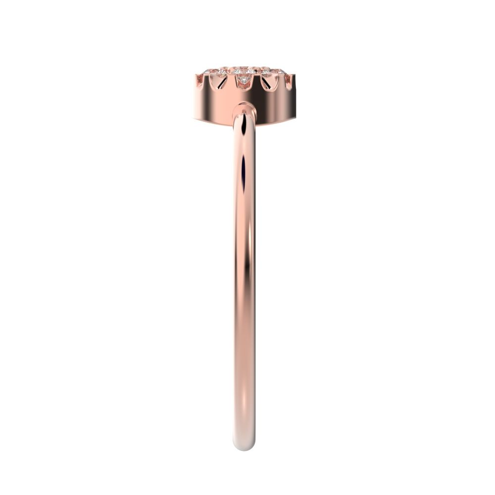 0.105 ct Round Cut Simulated Clear Diamond dainty Minimalist cluster Stackable circle light 14K / 18K Solid Rose Gold everyday ring