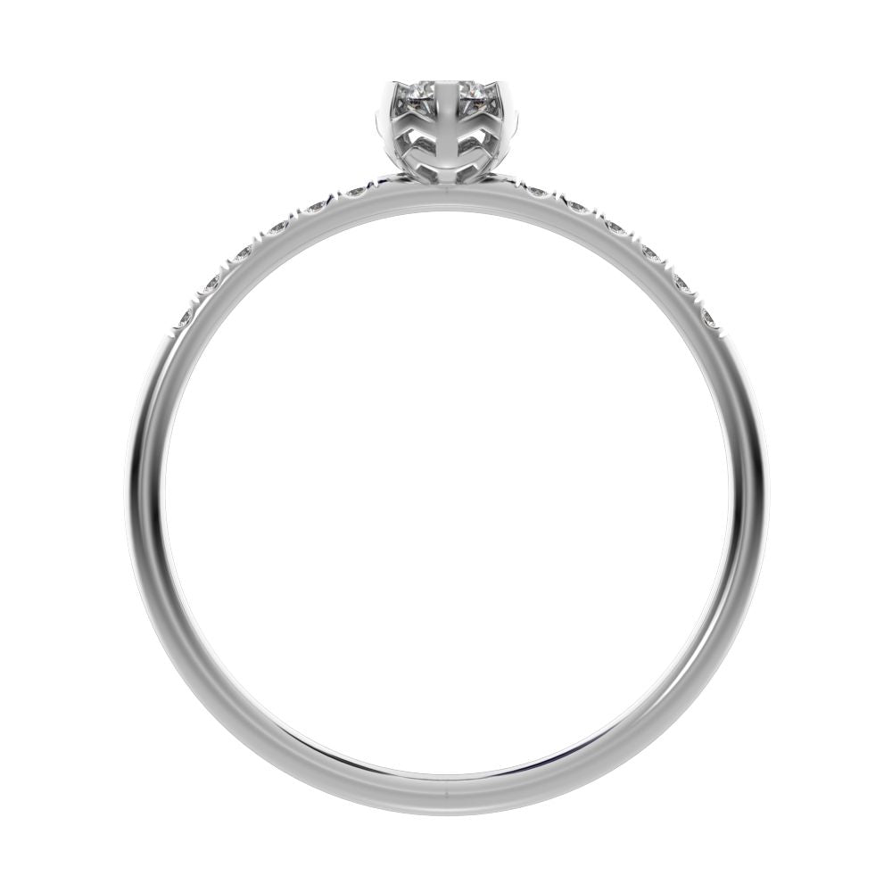 0.23 ct Round Cut Simulated Clear Diamond dainty Minimalist solitaire with accents halo Stackable 14K / 18K Solid White Gold everyday ring
