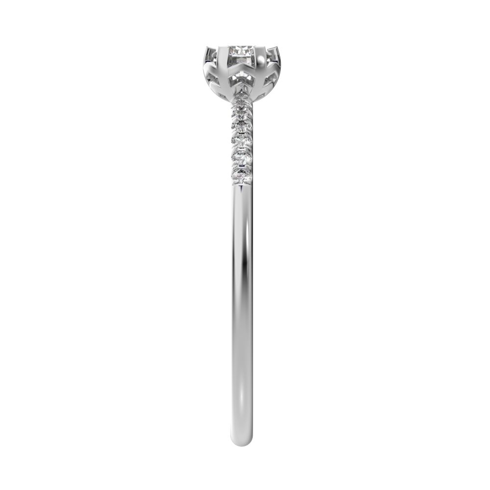 0.23 ct Round Cut Simulated Clear Diamond dainty Minimalist solitaire with accents halo Stackable 14K / 18K Solid White Gold everyday ring