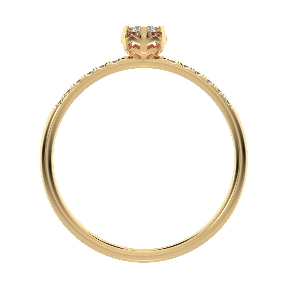 0.23 ct Round Cut Moissanite dainty Minimalist solitaire with accents halo light Stackable 14K / 18K Solid Yellow Gold everyday ring