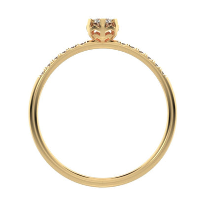 0.23 ct Round Cut Moissanite dainty Minimalist solitaire with accents halo light Stackable 14K / 18K Solid Yellow Gold everyday ring