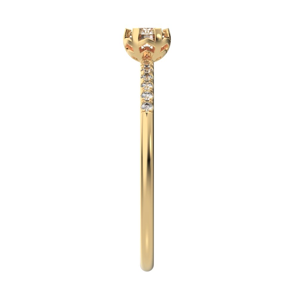 0.23 ct Round Cut Moissanite dainty Minimalist solitaire with accents halo light Stackable 14K / 18K Solid Yellow Gold everyday ring