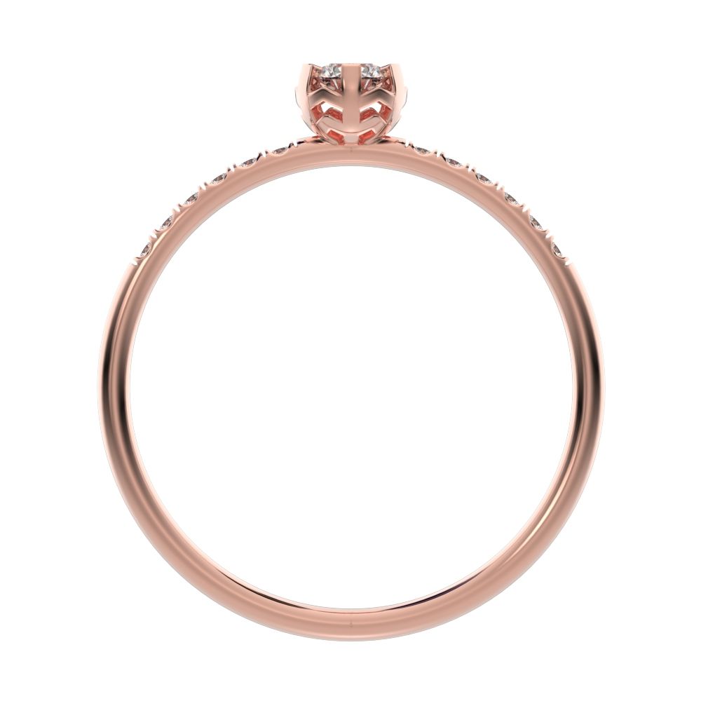 0.23 ct Round Cut Moissanite dainty Minimalist solitaire with accents halo light Stackable 14K / 18K Solid Rose Gold everyday ring