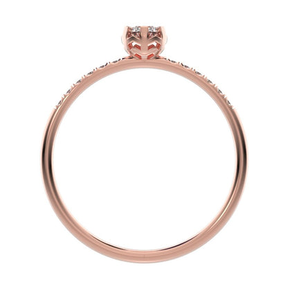 0.23 ct Round Cut Moissanite dainty Minimalist solitaire with accents halo light Stackable 14K / 18K Solid Rose Gold everyday ring