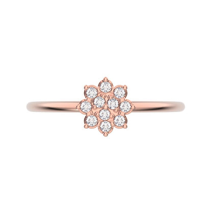 0.11 ct Round Cut Simulated Clear Diamond dainty Minimalist cluster halo sun floral light 14K / 18K Solid Rose Gold everyday ring