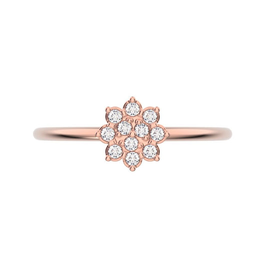 0.11 ct Round Cut Moissanite dainty Minimalist cluster halo sun floral light 14K / 18K Solid Rose Gold everyday ring