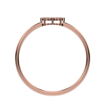 0.11 ct Round Cut Simulated Clear Diamond dainty Minimalist cluster halo sun floral light 14K / 18K Solid Rose Gold everyday ring