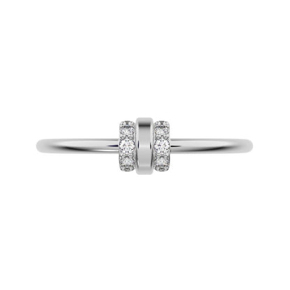 0.1 ct Round Cut Moissanite dainty Minimalist cylindrical cluster barrel light 14K / 18K Solid White Gold everyday ring