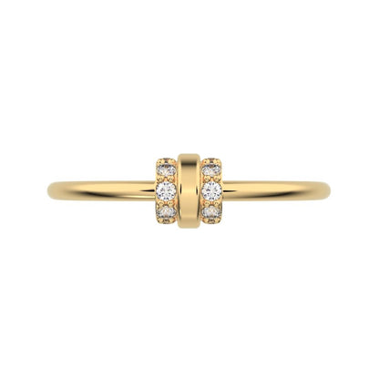 0.1 ct Round Cut Simulated Clear Diamond dainty Minimalist cylindrical cluster barrel light 14K / 18K Solid Yellow Gold everyday ring
