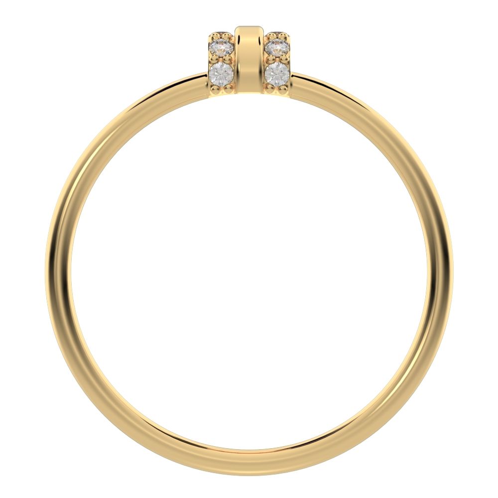 0.1 ct Round Cut Moissanite dainty Minimalist cylindrical cluster barrel light 14K / 18K Solid Yellow Gold everyday ring