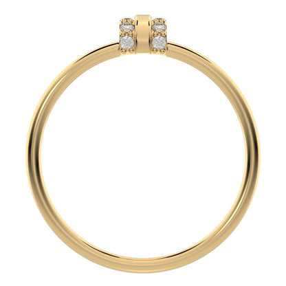 0.1 ct Round Cut Moissanite dainty Minimalist cylindrical cluster barrel light 14K / 18K Solid Yellow Gold everyday ring